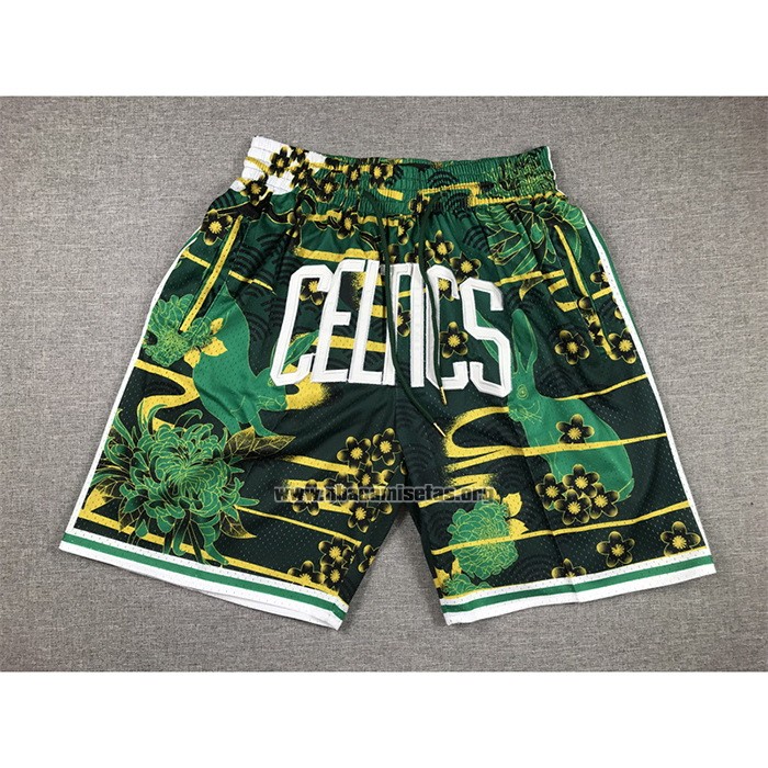 Pantalone Boston Celtics Lunar New Year Mitchell & Ness Just Don Verde